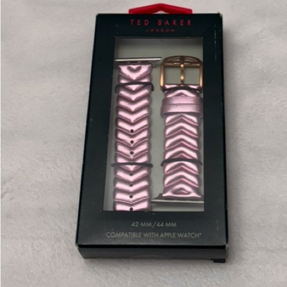 NEW Ted Baker Pink Metallic Leather Apple Watch Band